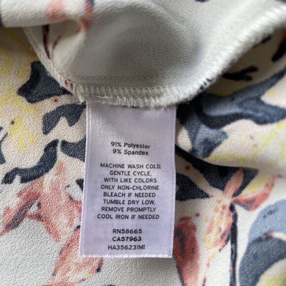 Halogen Womens Floral Print High Neck Top Blouse Shirt Size XS 3/4 Sleeve - Picture 4 of 10